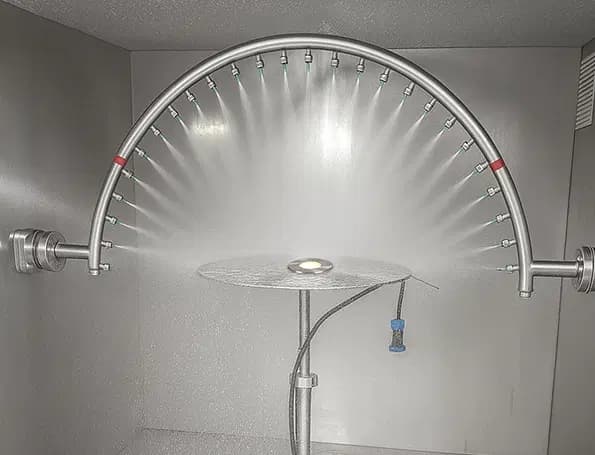 High-pressure water test used to validate an outdoor LED luminaire