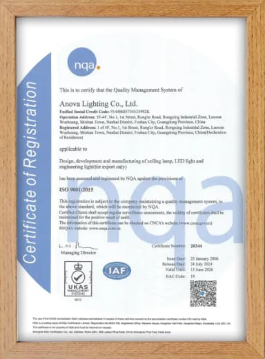 ANOVA ISO certification