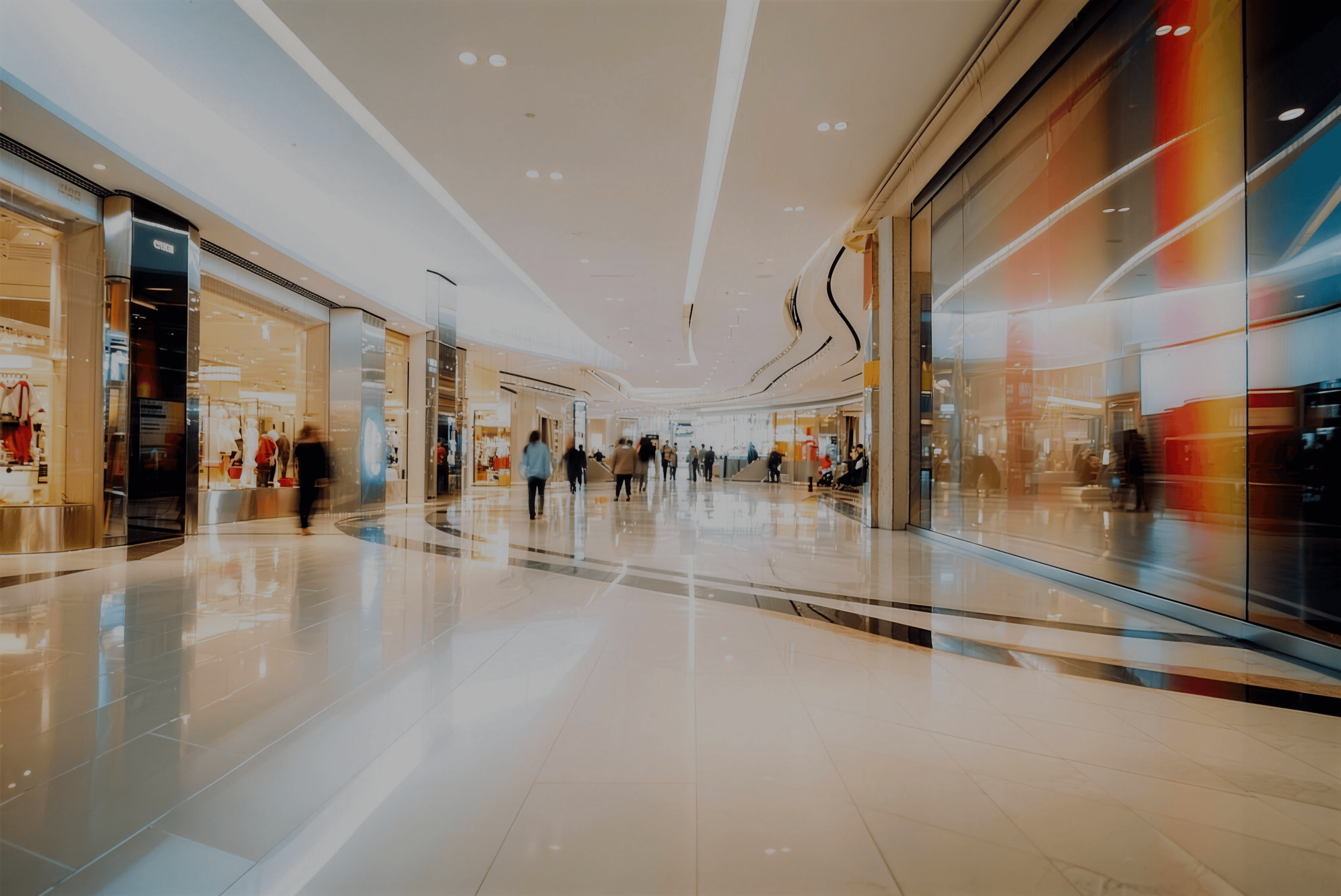Shopping mall lighting installation using ANOVA modular lighting