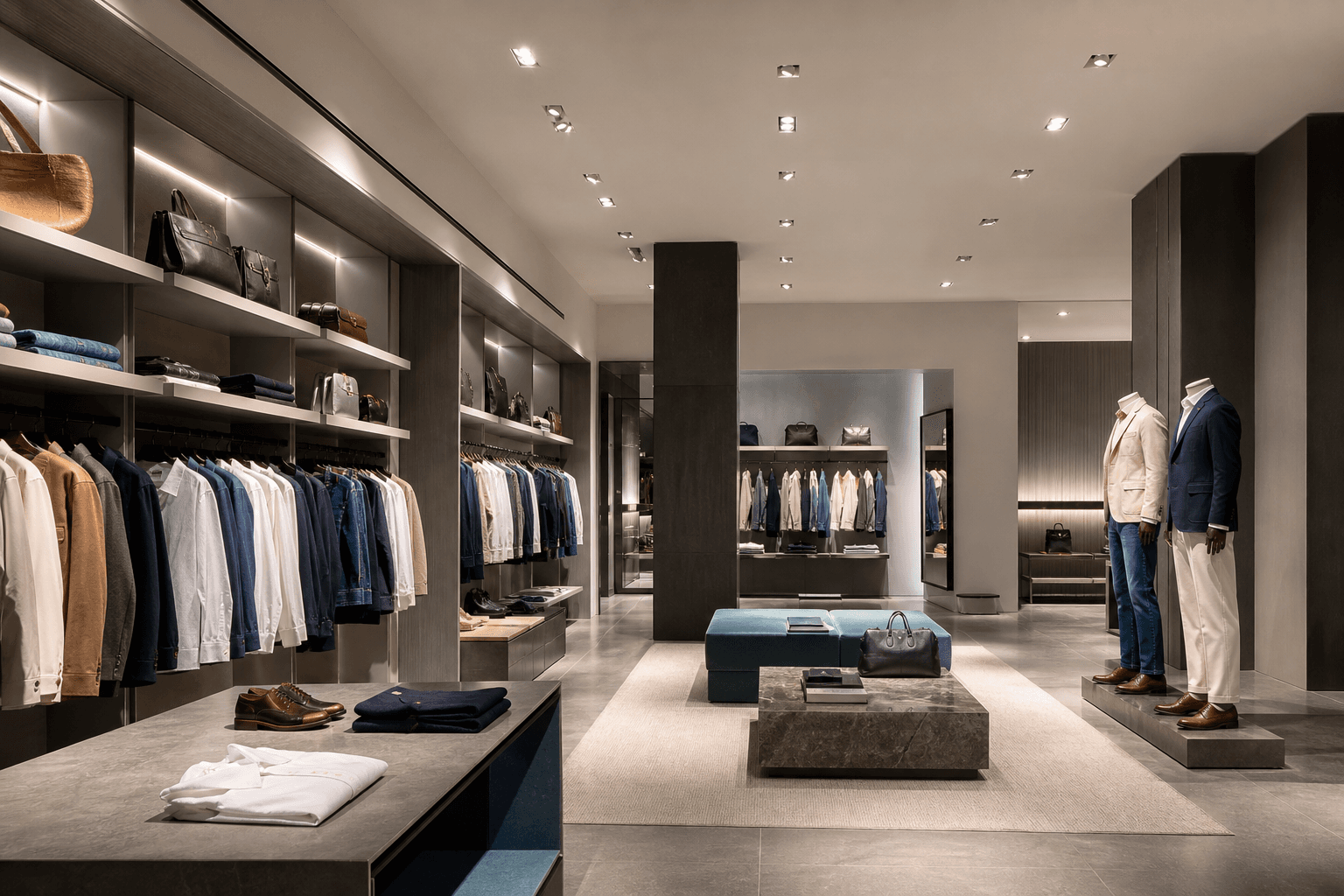 High CRI LED downlights in a low-glare retail lighting project