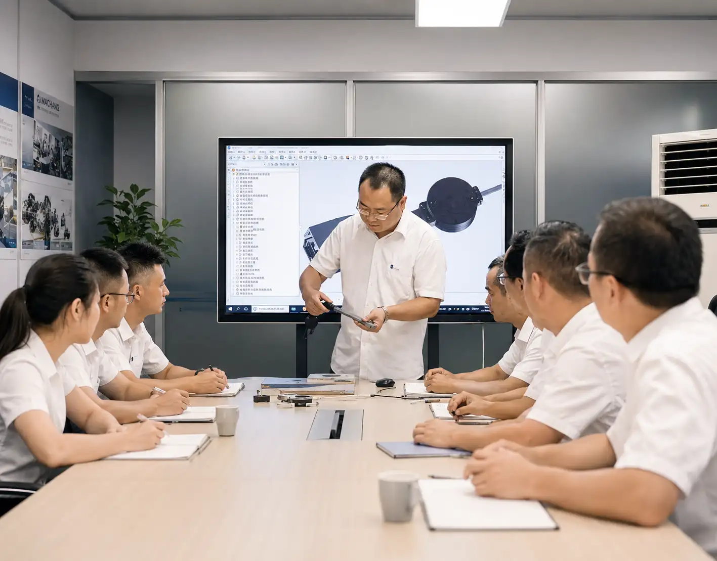 ANOVA OEM and ODM lighting engineering team reviewing a product design
